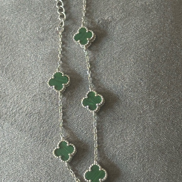 925 Silver Green Malachite Clover Bracelet - Picture 4 of 4